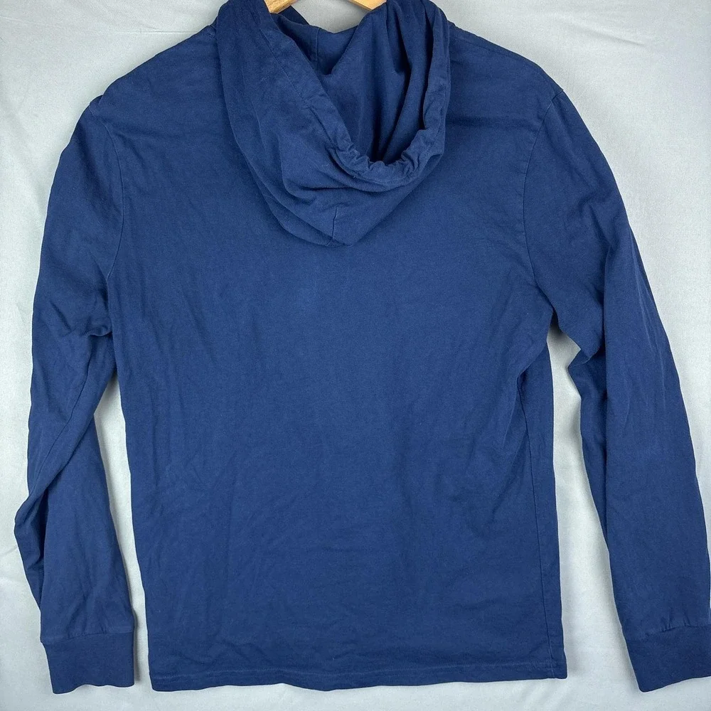 Polo Ralph Lauren Long Sleeve Hooded Shirt Mens Medium‎ Pima Cotton Navy Blue